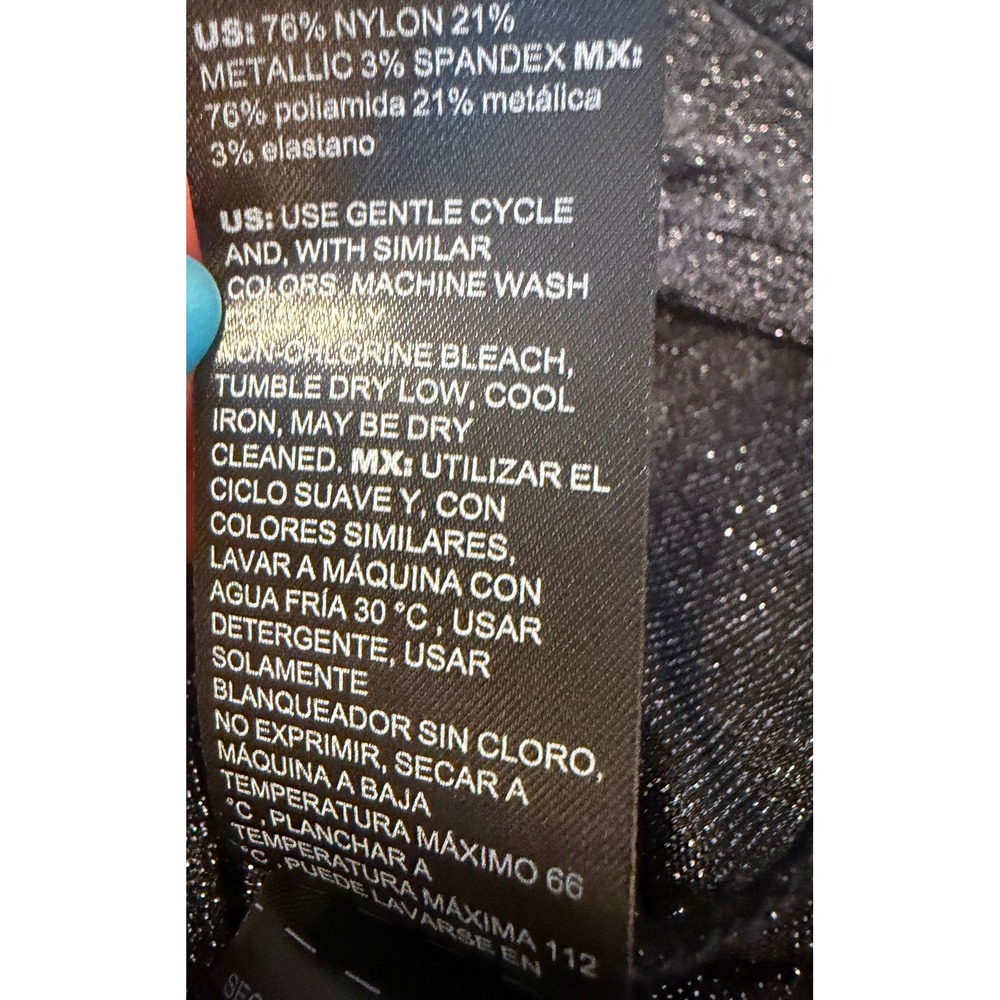 White House Black Market Metallic V-Neck Long Sleeve Top Charcoal Grey Sparkle S - Picture 6 of 8